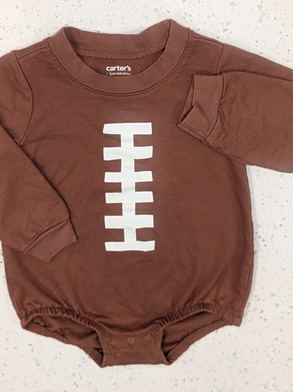 Carter's Brown Long-Sleeve Football Graphic One-Piece